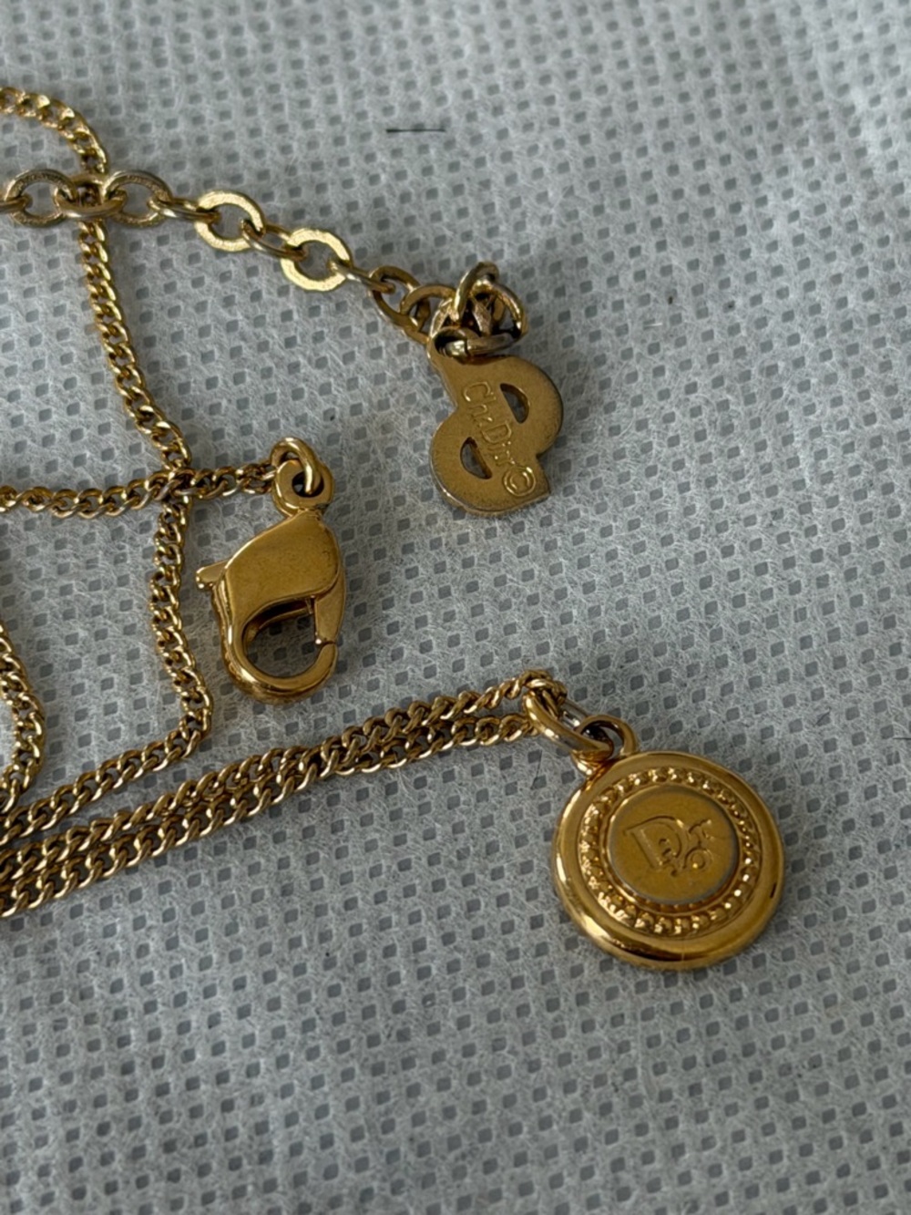SOLD ❌ Authentic Dior 18k Triple Gold Plated Pendant Trotter Logo Necklace